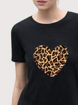 Sara T-shirt Leo Black | Re-bello