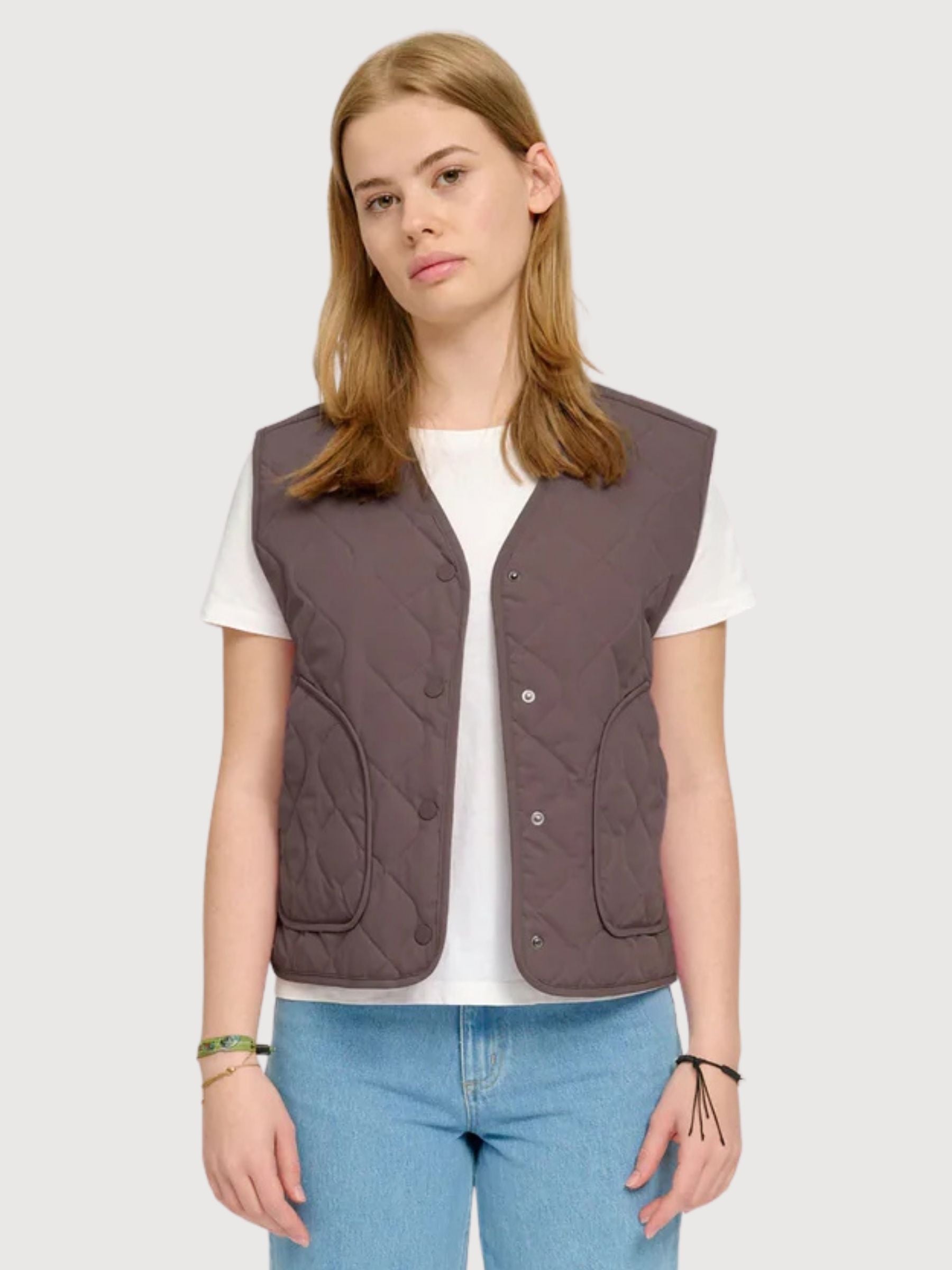 Basic-Weste, leicht gepolstert, Damen, Aubergine | Mazine
