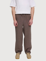 Pantaloni da uomo in lino, modello pull-on, grigio e marrone | Mazine