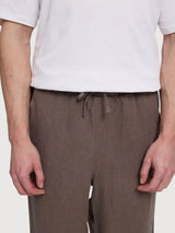 Pantaloni da uomo in lino, modello pull-on, grigio e marrone | Mazine