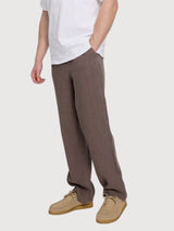 Pantaloni da uomo in lino, modello pull-on, grigio e marrone | Mazine
