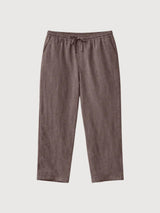 Pantaloni da uomo in lino, modello pull-on, grigio e marrone | Mazine
