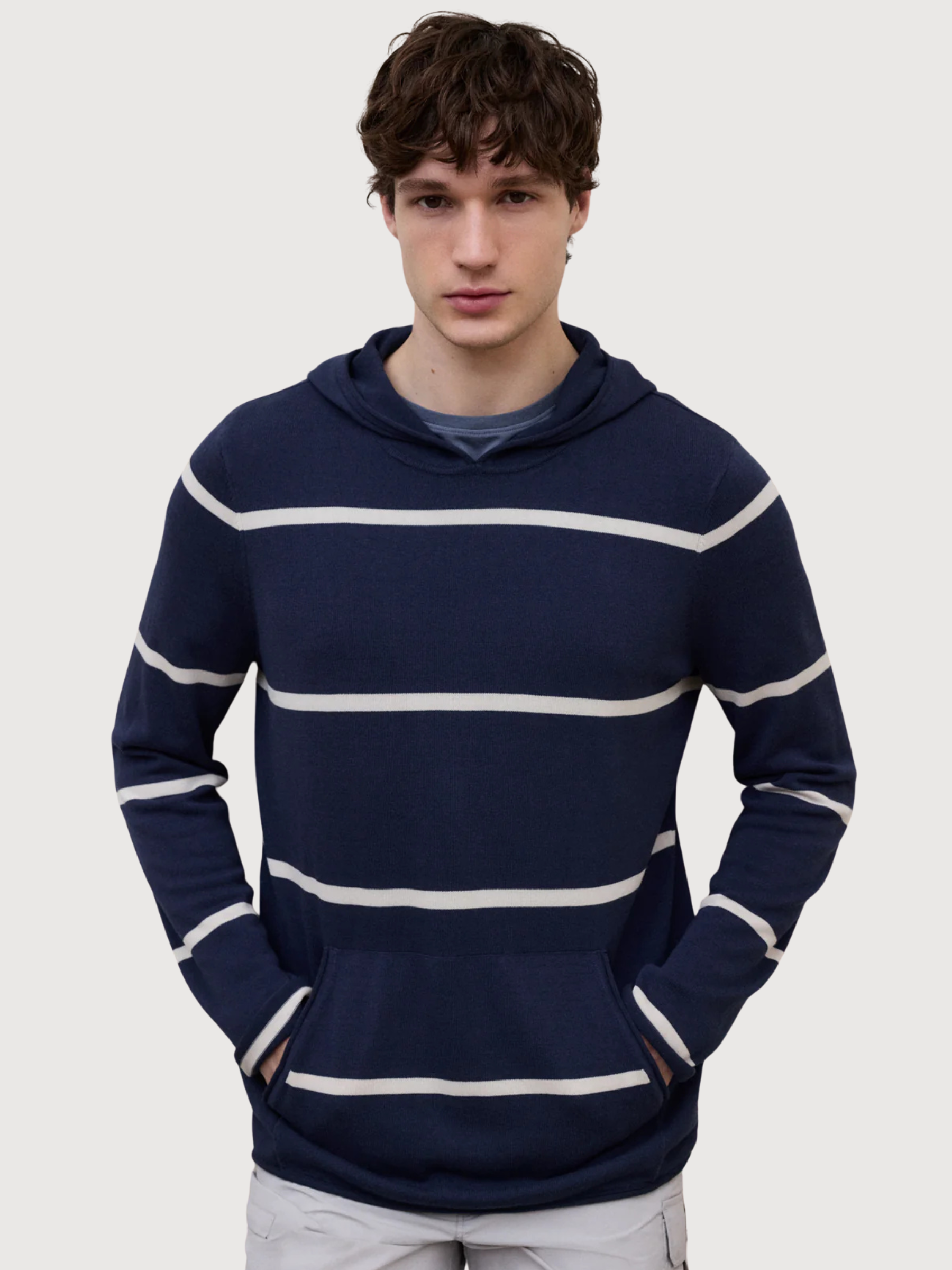 Hoodie Canoa Knit Man Deep Navy/Ecru | Ecoalf