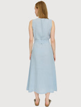 Dress Maxi Sleeveless Linen Pastel Blue | Mazine