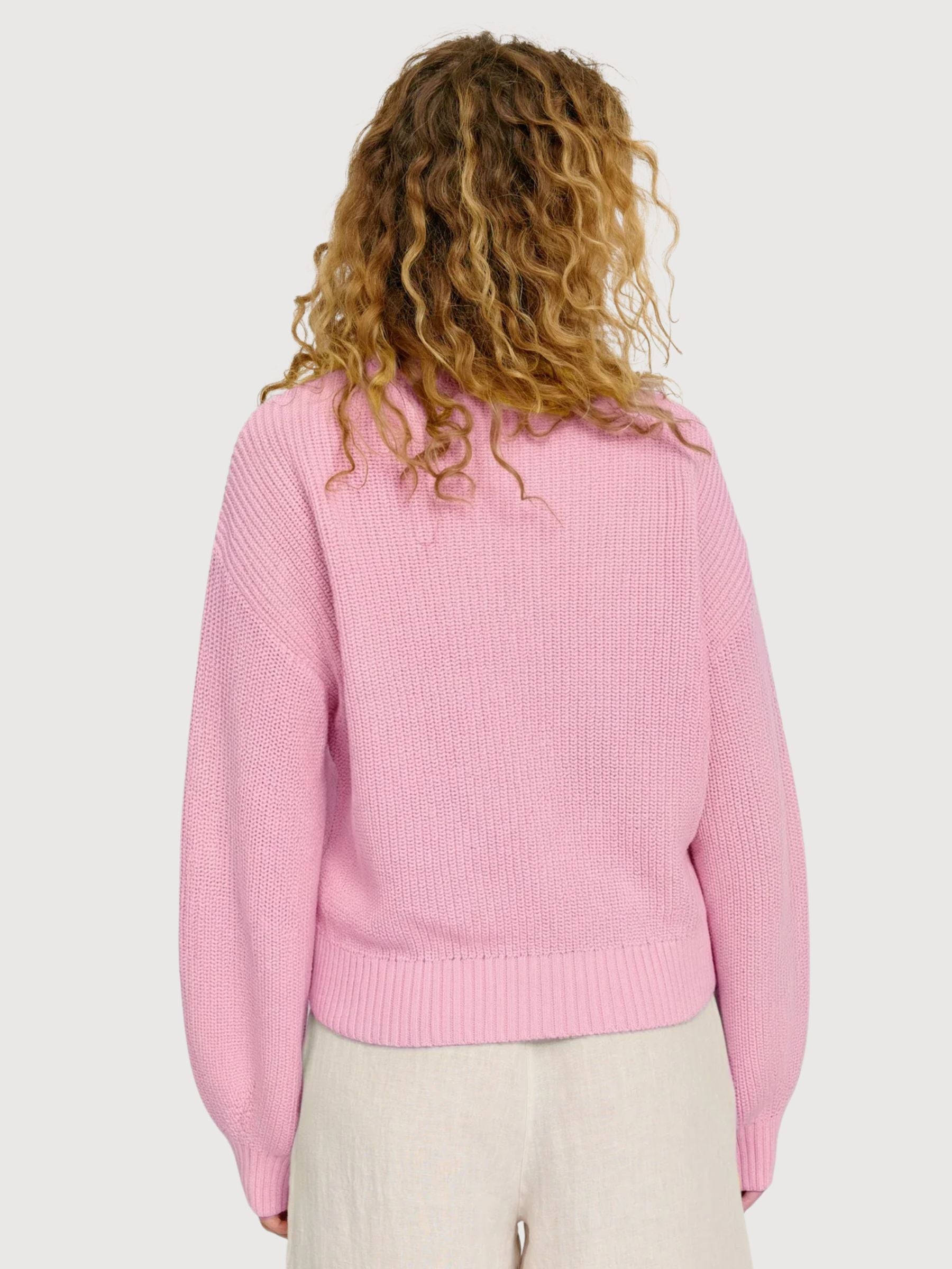 Grobstrickpullover für Damen in Blütenrosa | Mazine
