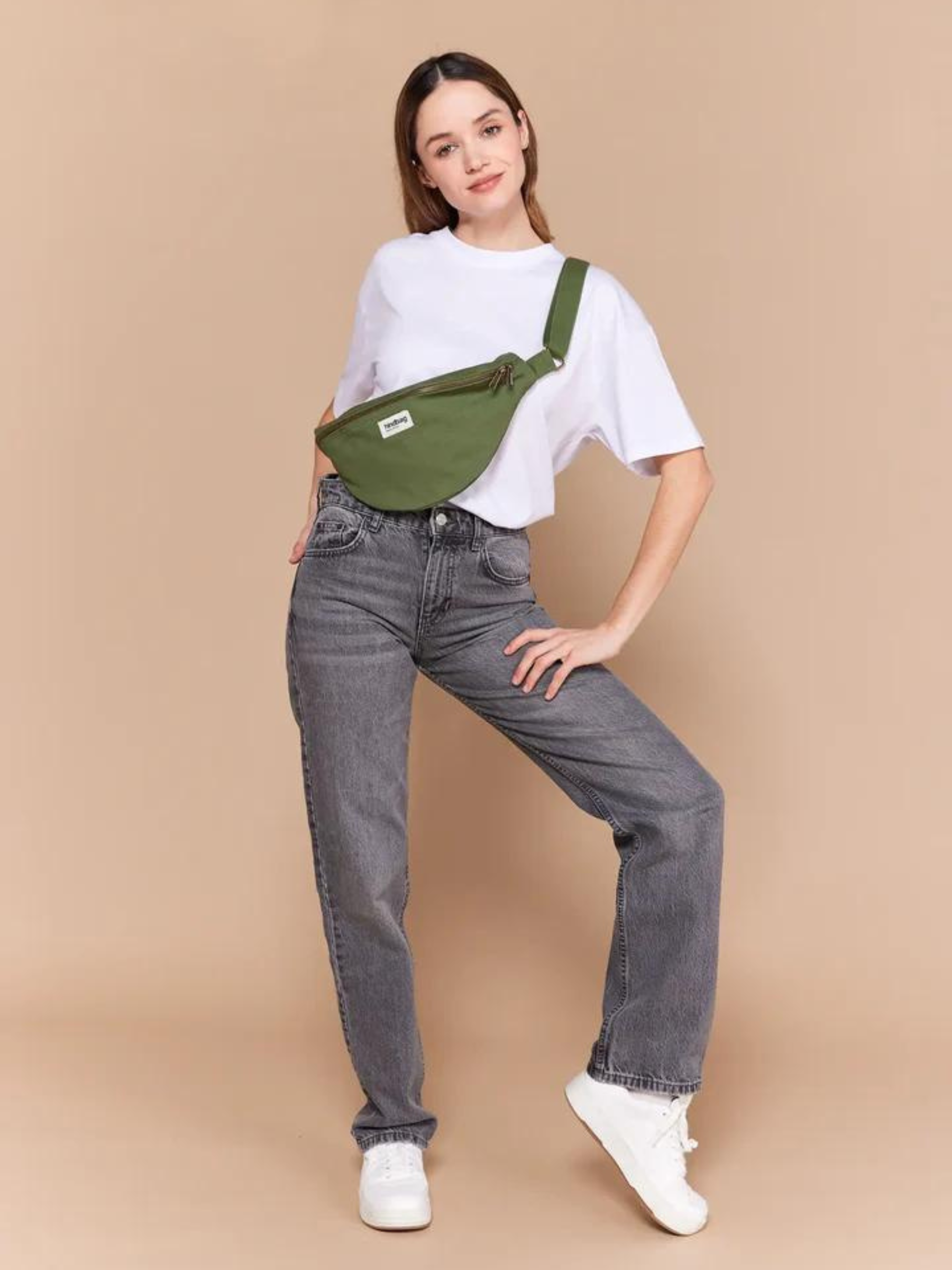 Sacca cintura sasha oliva in cotone organico | Hindbag