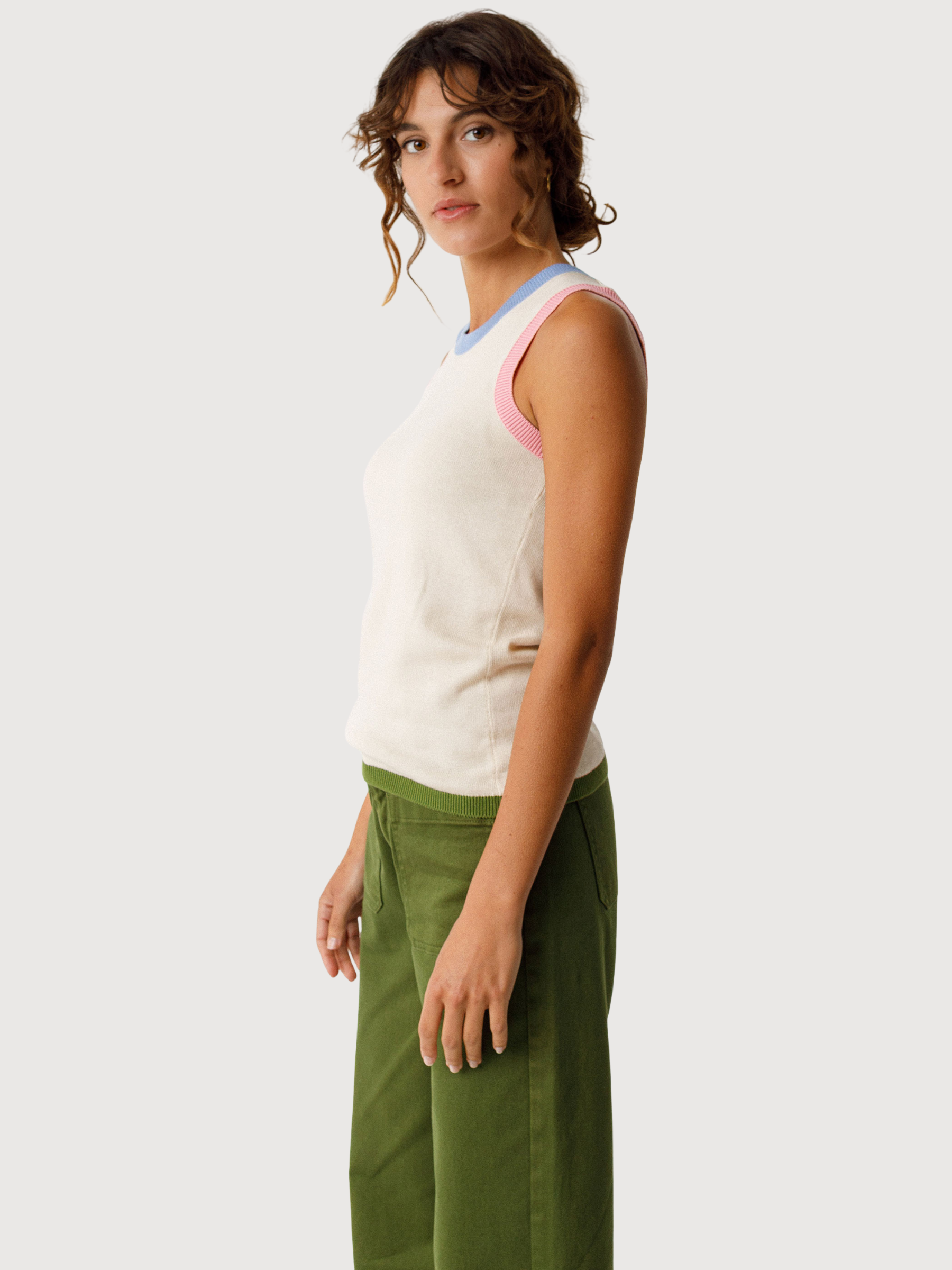 Top Baia Aderente Donna Cotone Gots Avorio | Skfk
