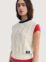 Vest Aria Knitted Ecru Woman | Thinking Mu