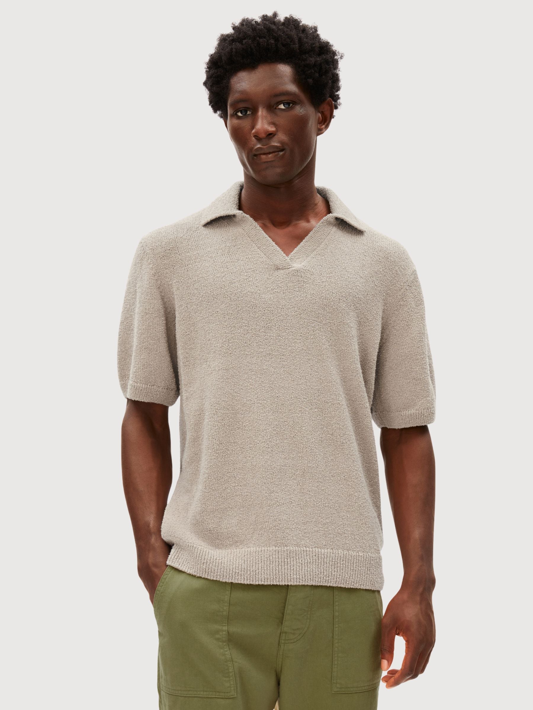 Bouclé-Strick-Poloshirt Sandstein | Armedangels