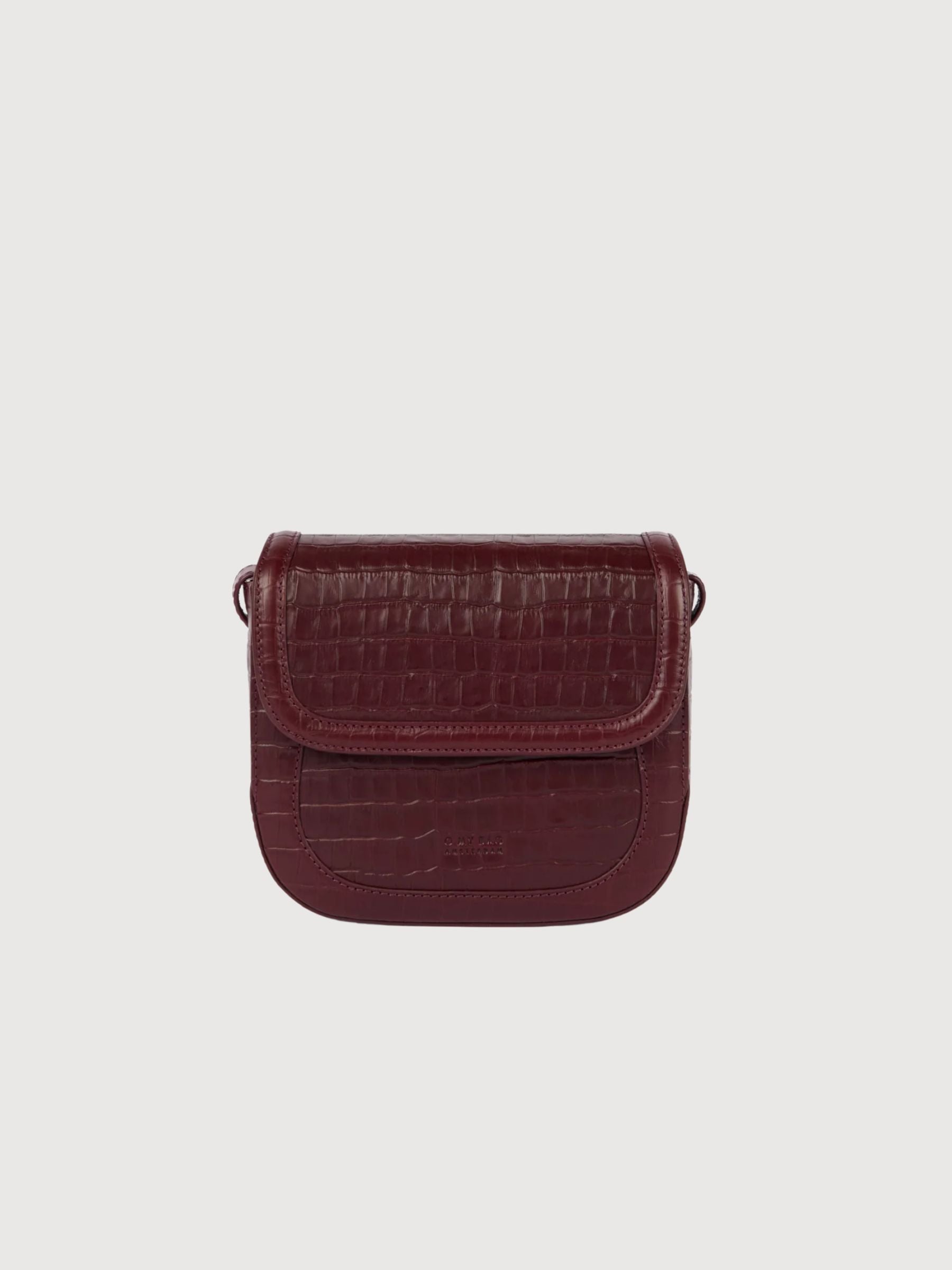 Nina – Leder in Dunkelkirschrot mit Krokoprägung | O my bag