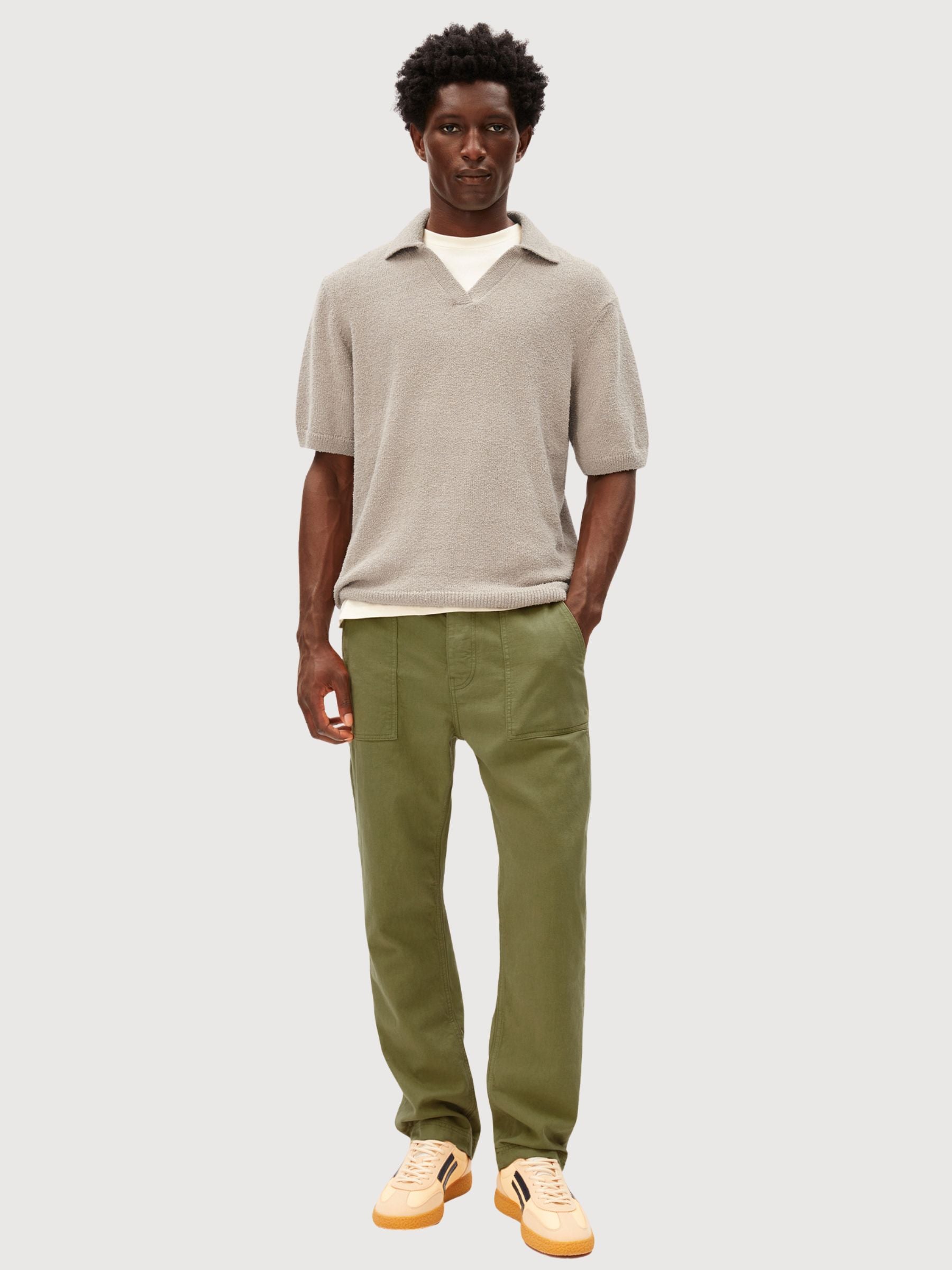 Bouclé-Strick-Poloshirt Sandstein | Armedangels