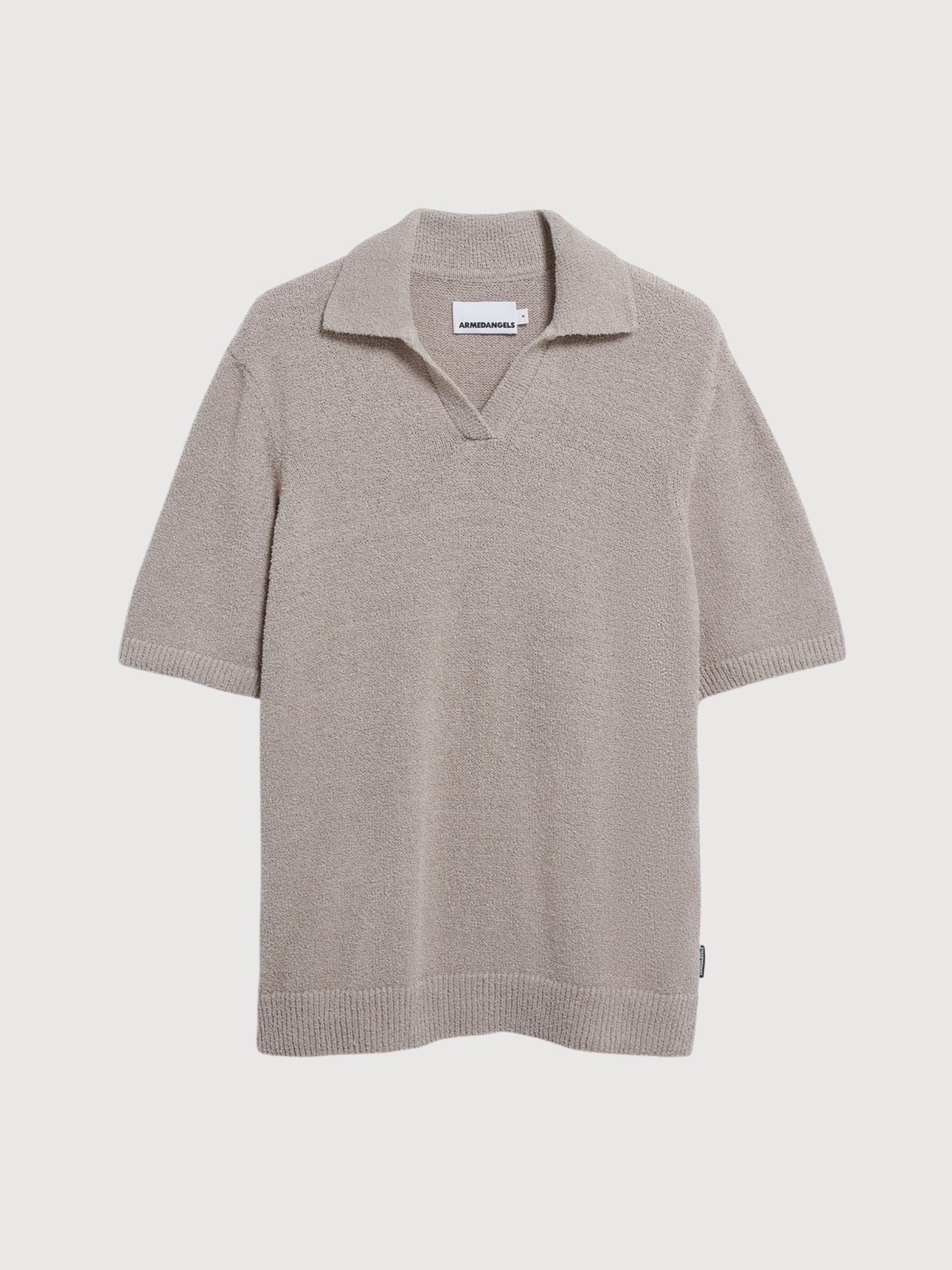 Bouclé-Strick-Poloshirt Sandstein | Armedangels