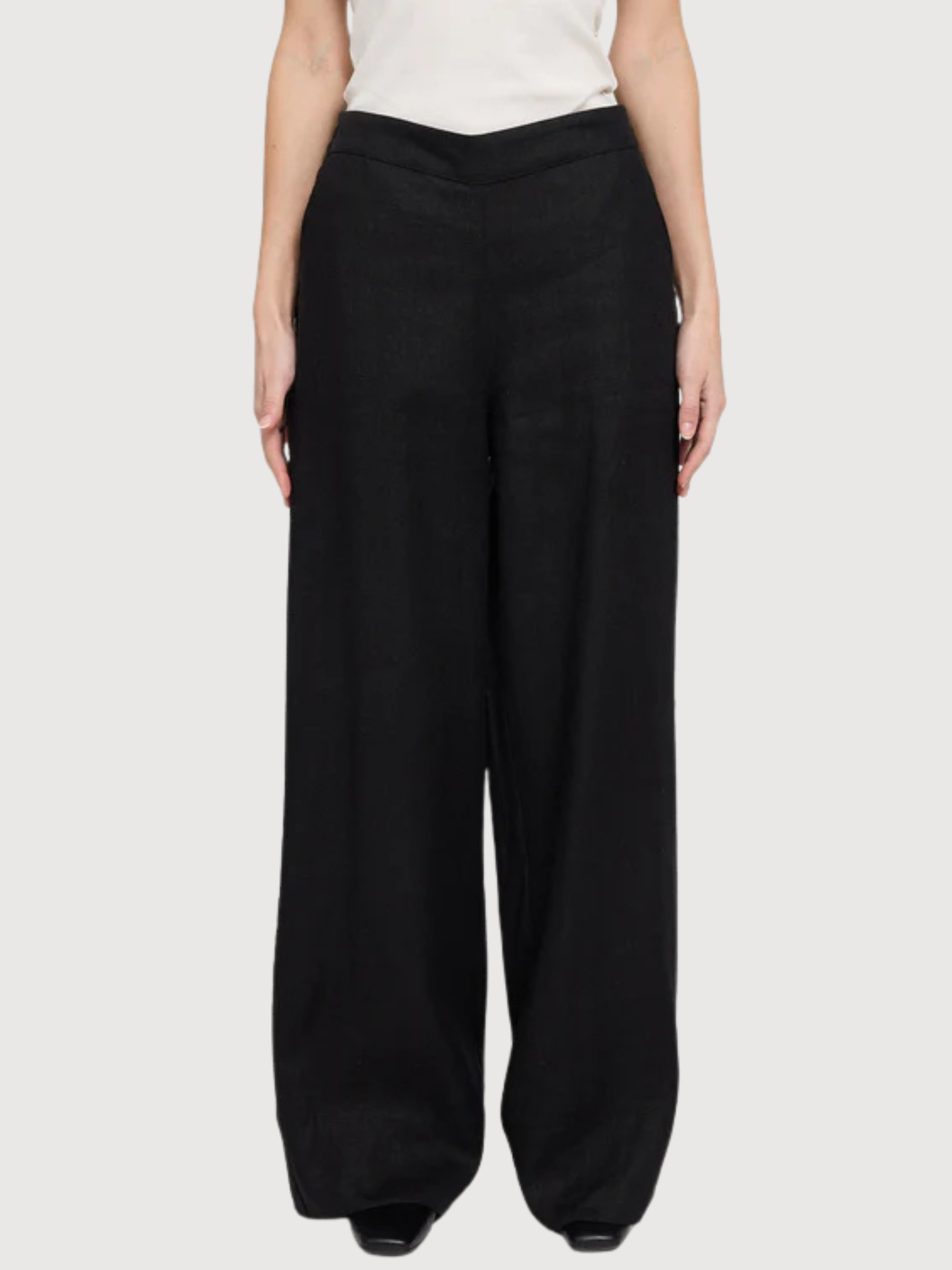 Trouser Wid eLeg Linen Woman Black | Mazine
