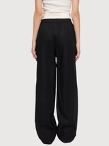 Trouser Wid eLeg Linen Woman Black | Mazine