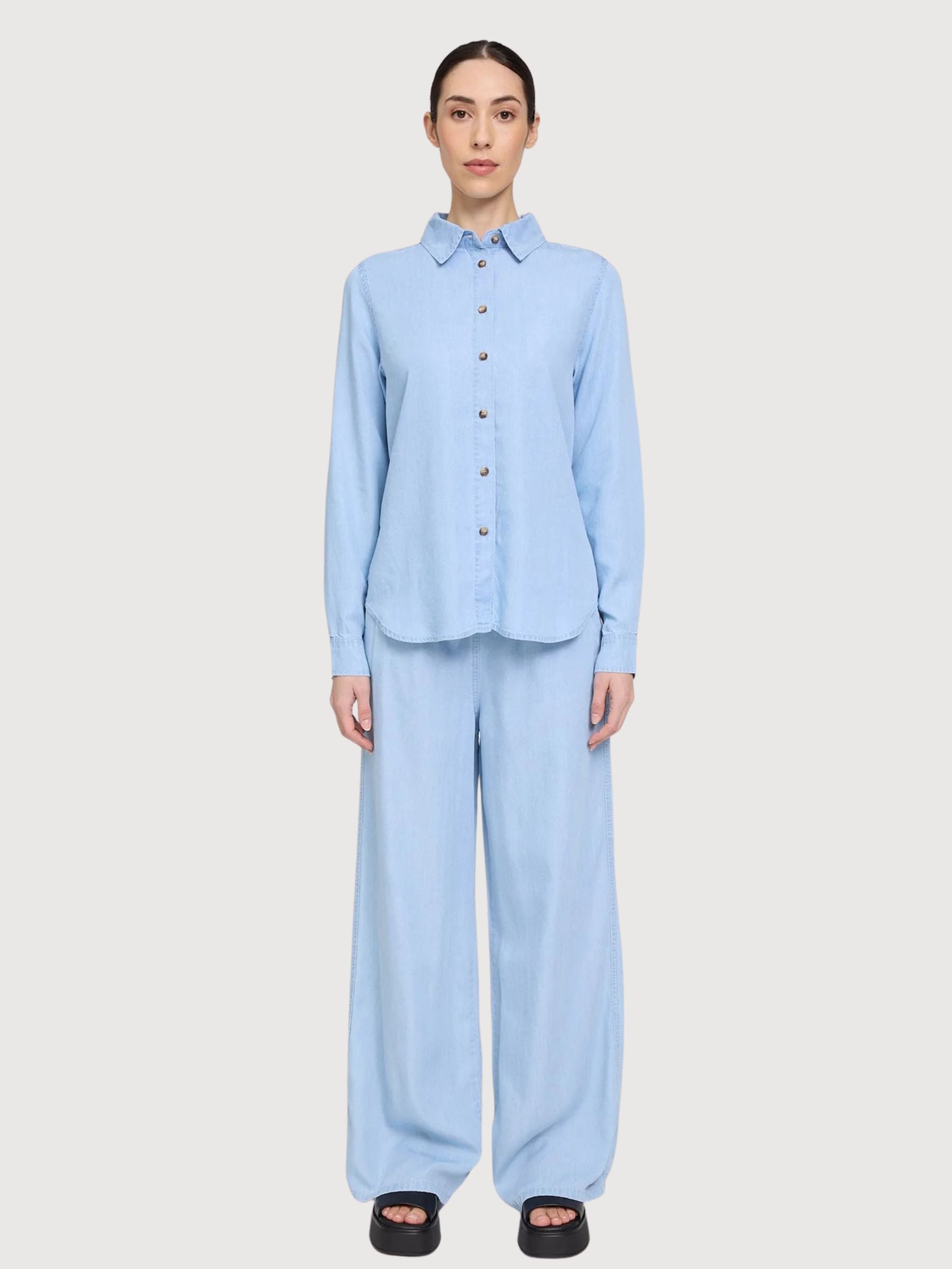 Shirt Tencel Woman Light Blue Wash | Mazine