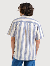 Camicia Brantevik Floral Stripe Blue Uomo | DEDICATED