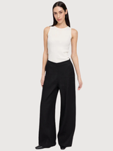 Trouser Wid eLeg Linen Woman Black | Mazine