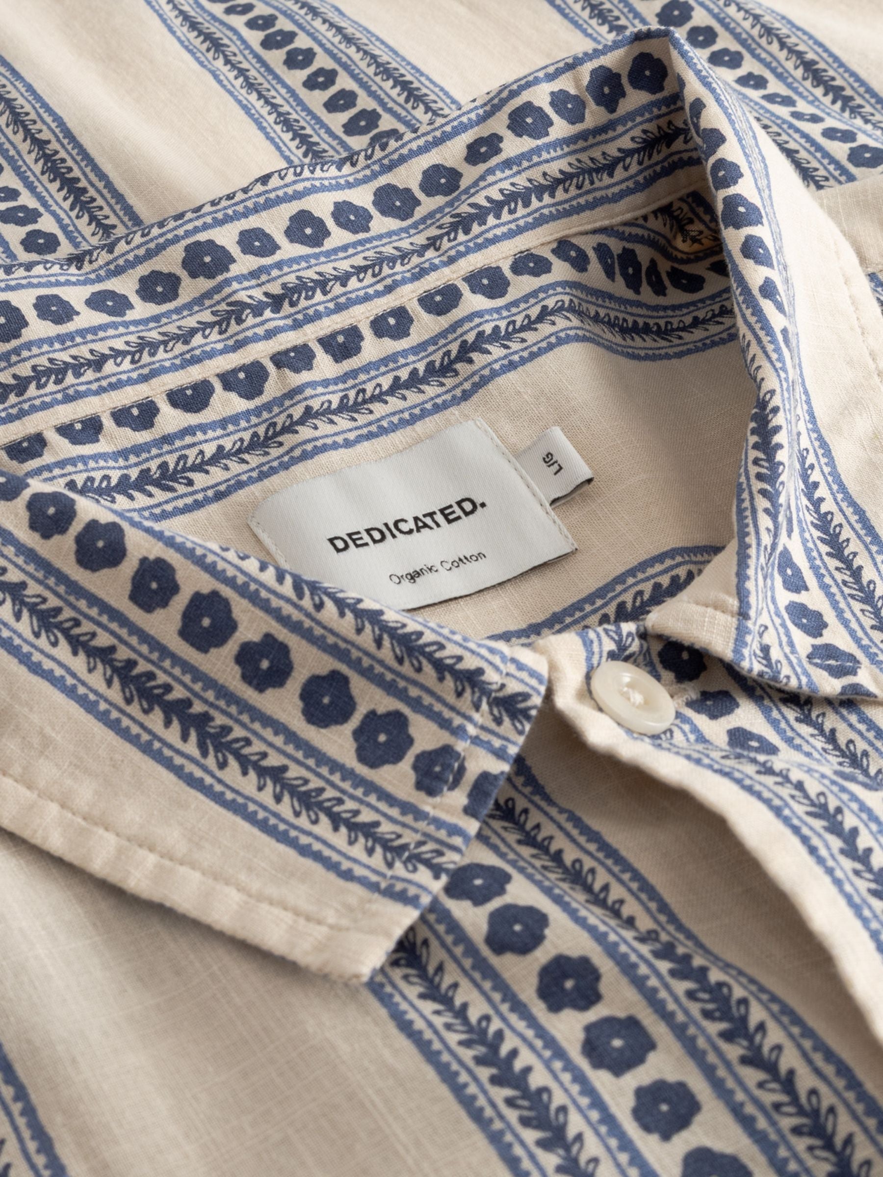 Camicia Brantevik Floral Stripe Blue Uomo | DEDICATED