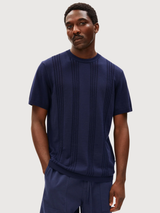 T-Shirt Cotton Knit Tinted Navy Man | Armedangels