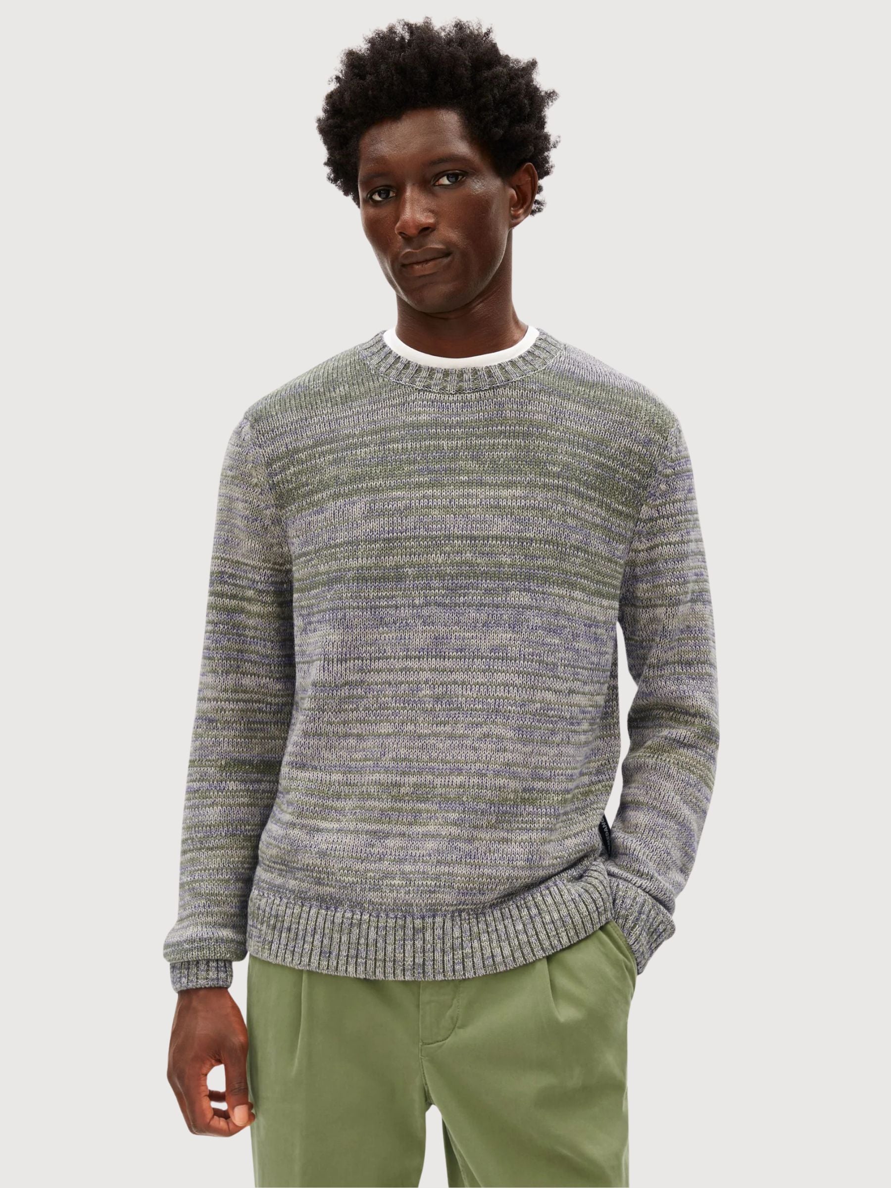 Knit Sweater Yarnmix Fatigue Green | Armedangels