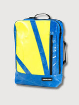 Backpack F306 Hazzardblue e passi gialli in teloni di camion usati | Freitag