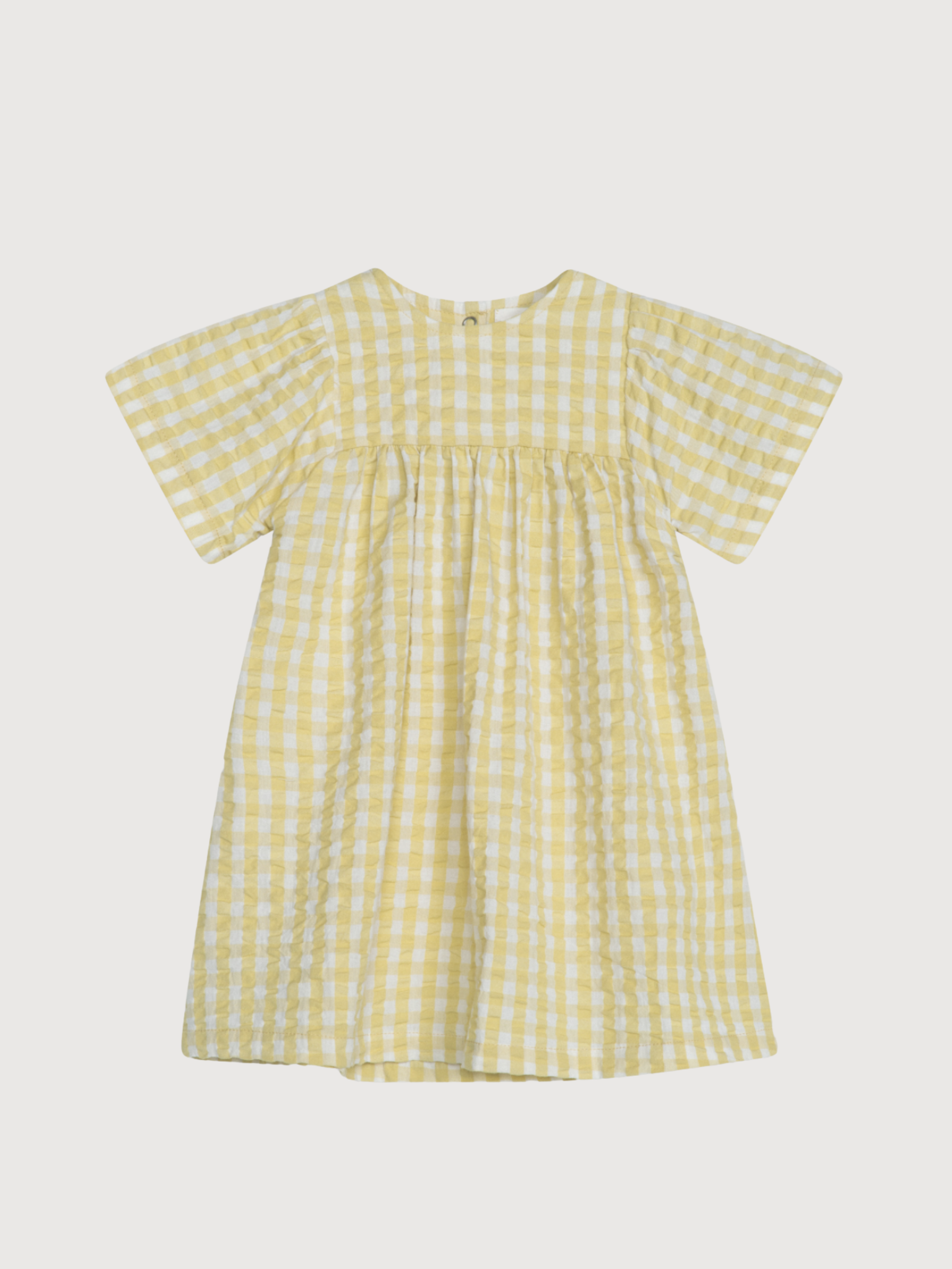 Baby Flair Dress in Lemon Checks   Organic Cotton Light Woven | SERENDIPITY