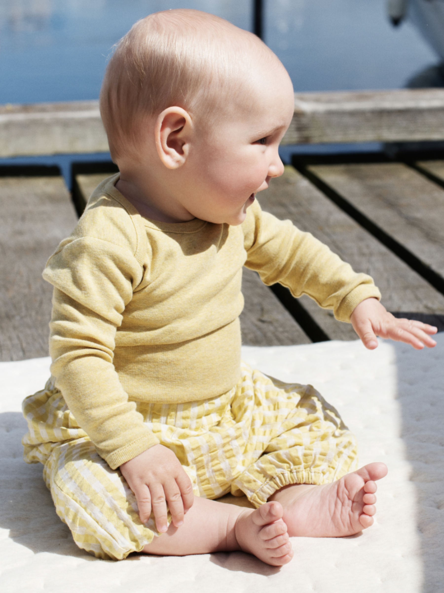 Mutandine per neonati a quadri color limone in cotone | SERENDIPITY