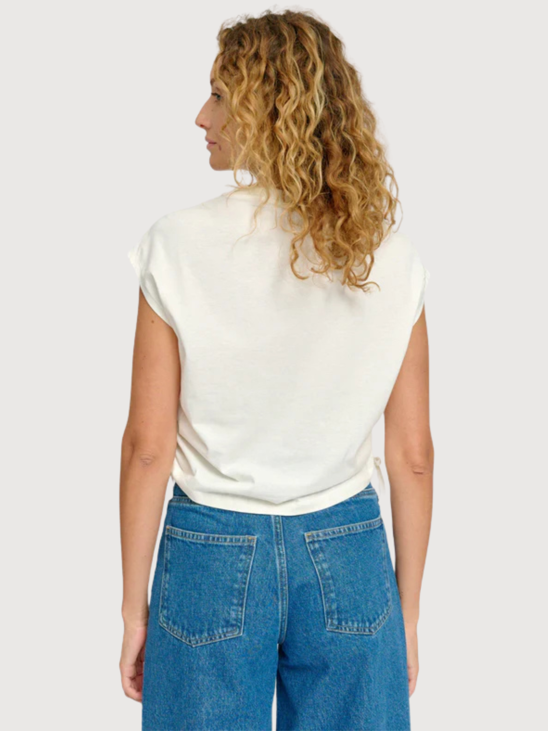 T-Shirt Tie Detail Woman Cotton Offwhite | Mazine