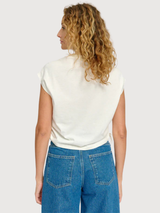 T-Shirt Tie Detail Woman Cotton Offwhite | Mazine