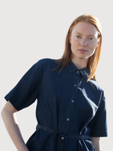 Women's Shirt Dress in Dark Denim   Organic Cotton Denim | SERENDIPITY