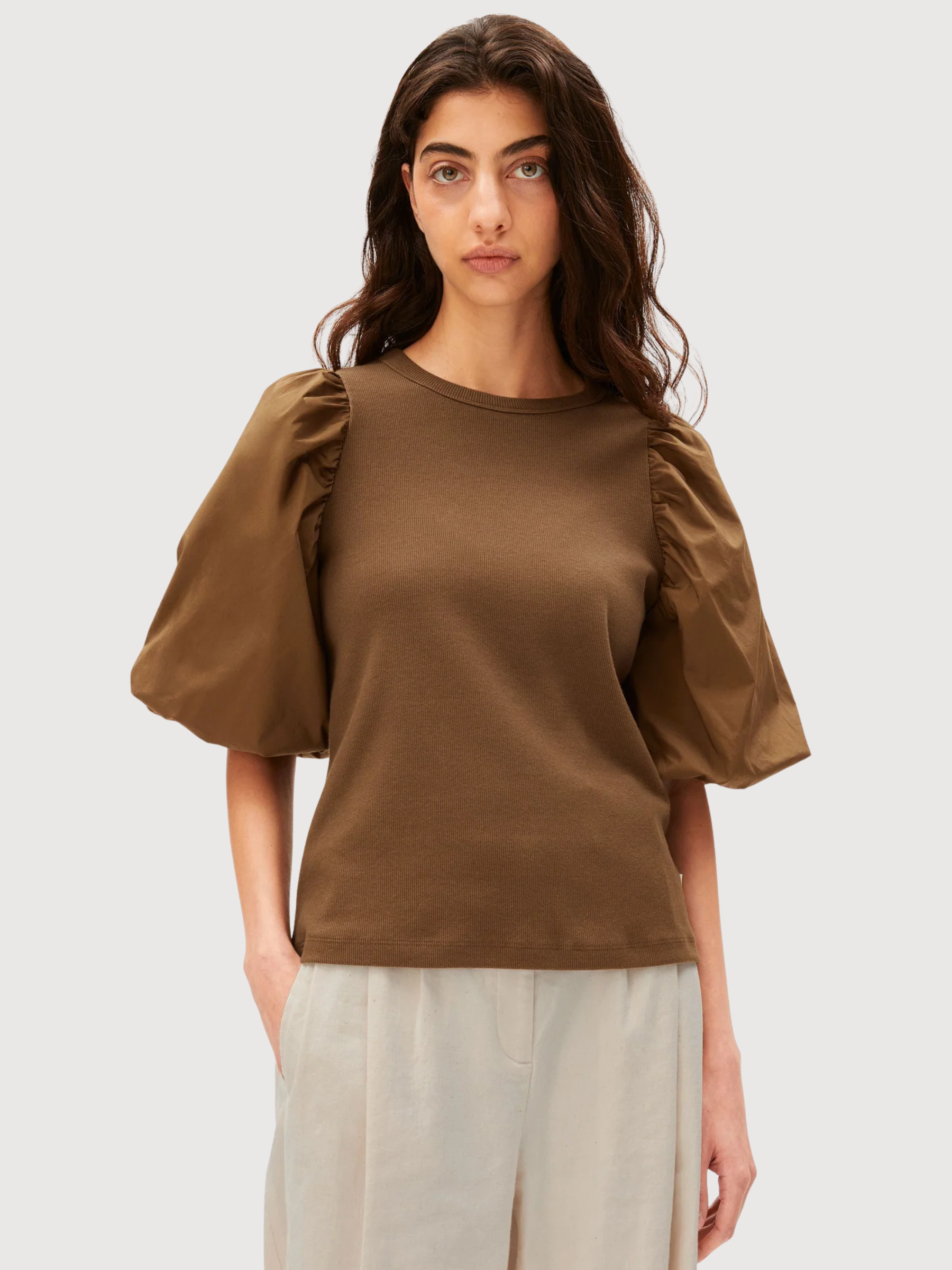 T-Shirt Manica a sbuffo Palma essiccata | Armedangels
