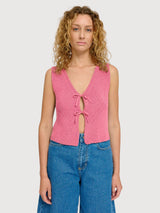 Vest Knit Woman Cotton Pink Rose | Mazine