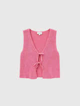 Vest Knit Woman Cotton Pink Rose | Mazine