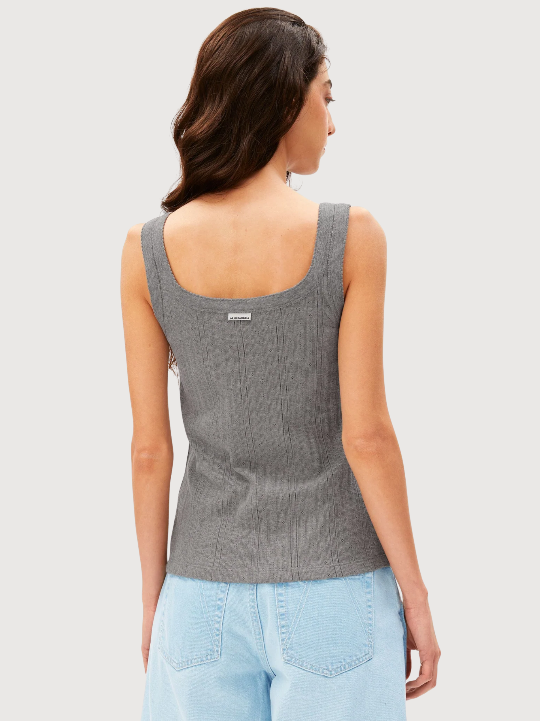 Top Pointelle Silver Melange Cotton | Armedangels