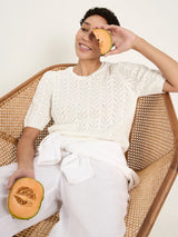 Pullover ShortSleeve OffWhite Gots Cotton | Lanius