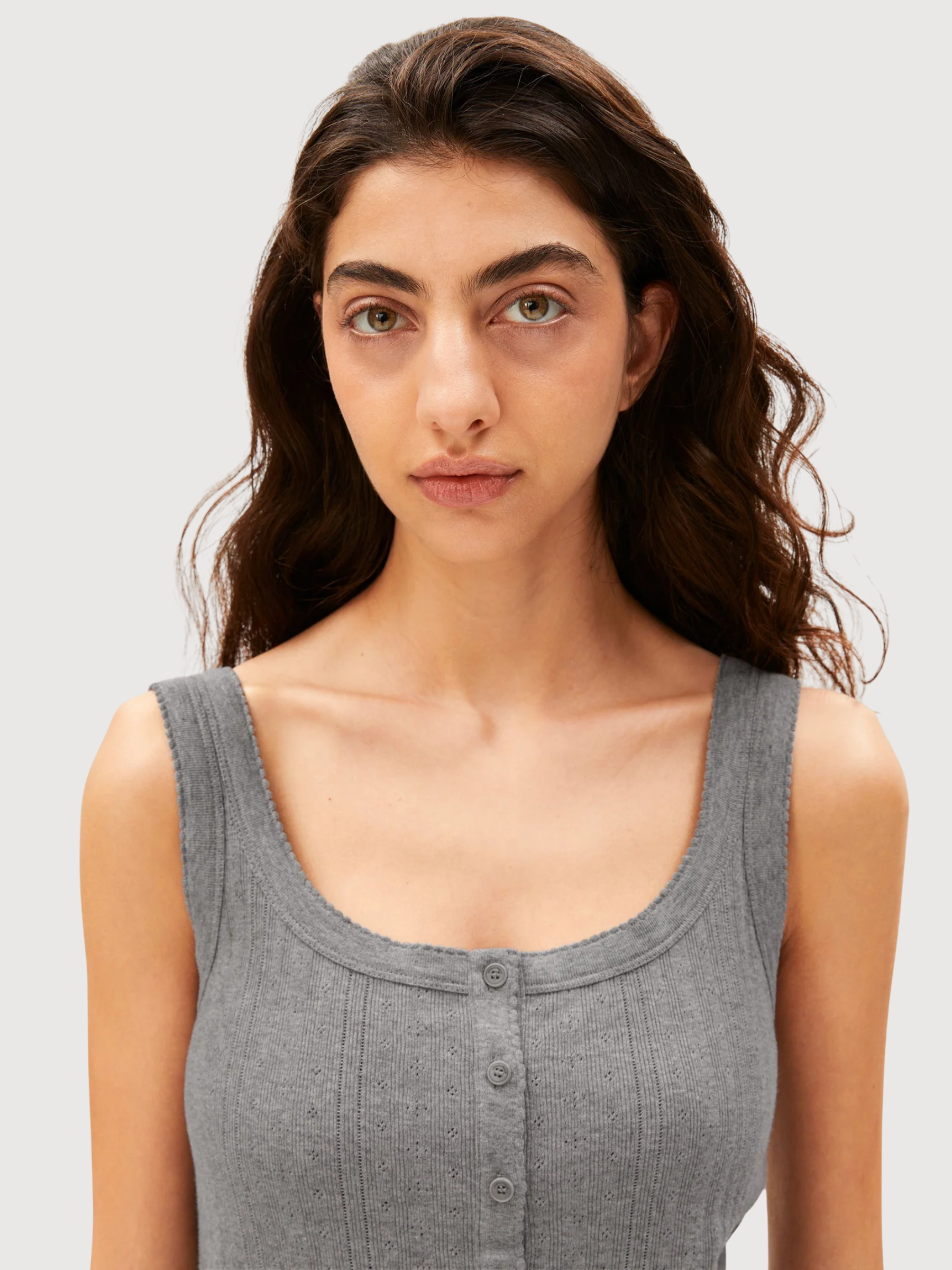 Top Pointelle Silver Melange Cotton | Armedangels