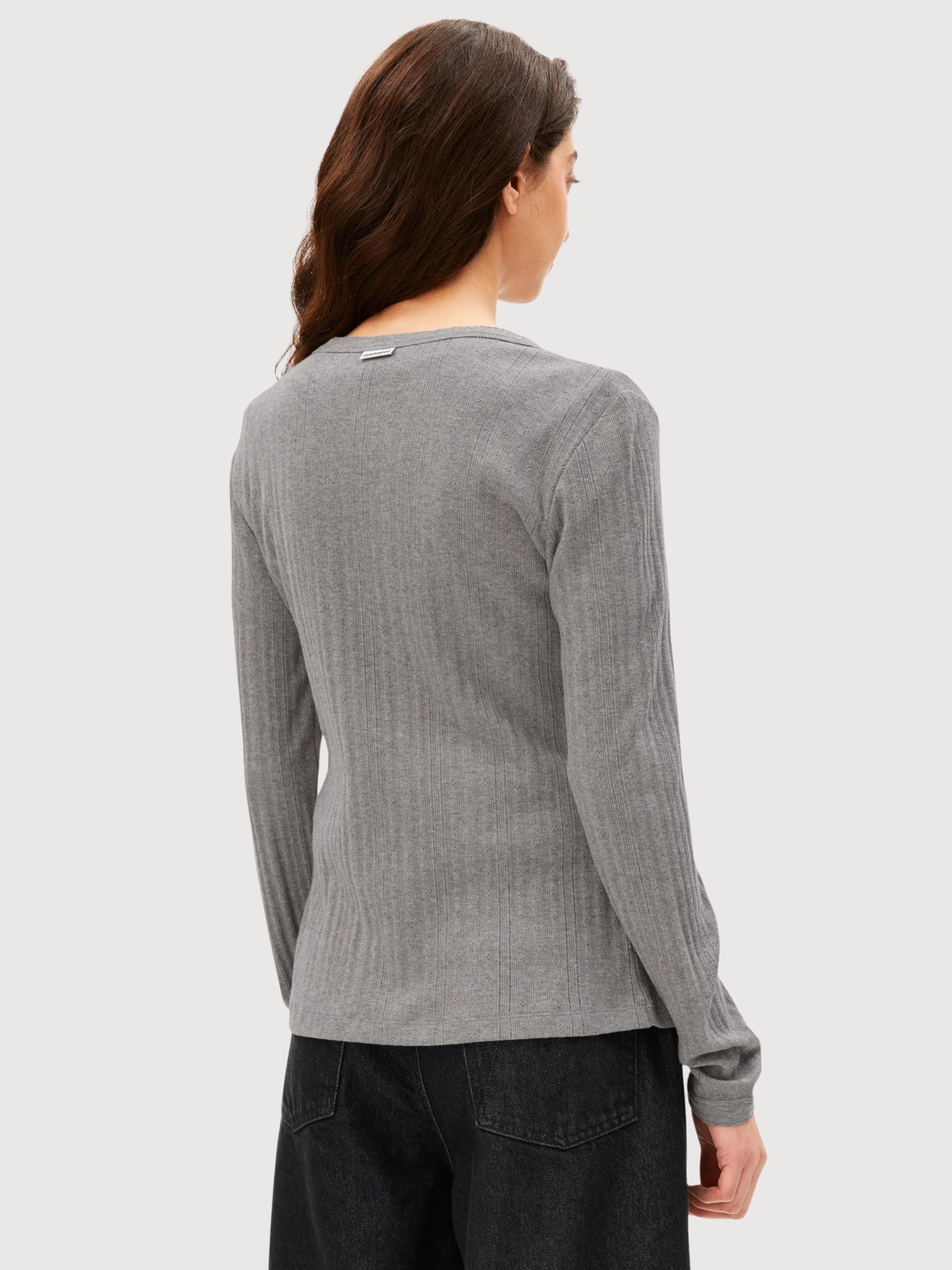 Cardigan Pointelle Melange Argento | Armedangels