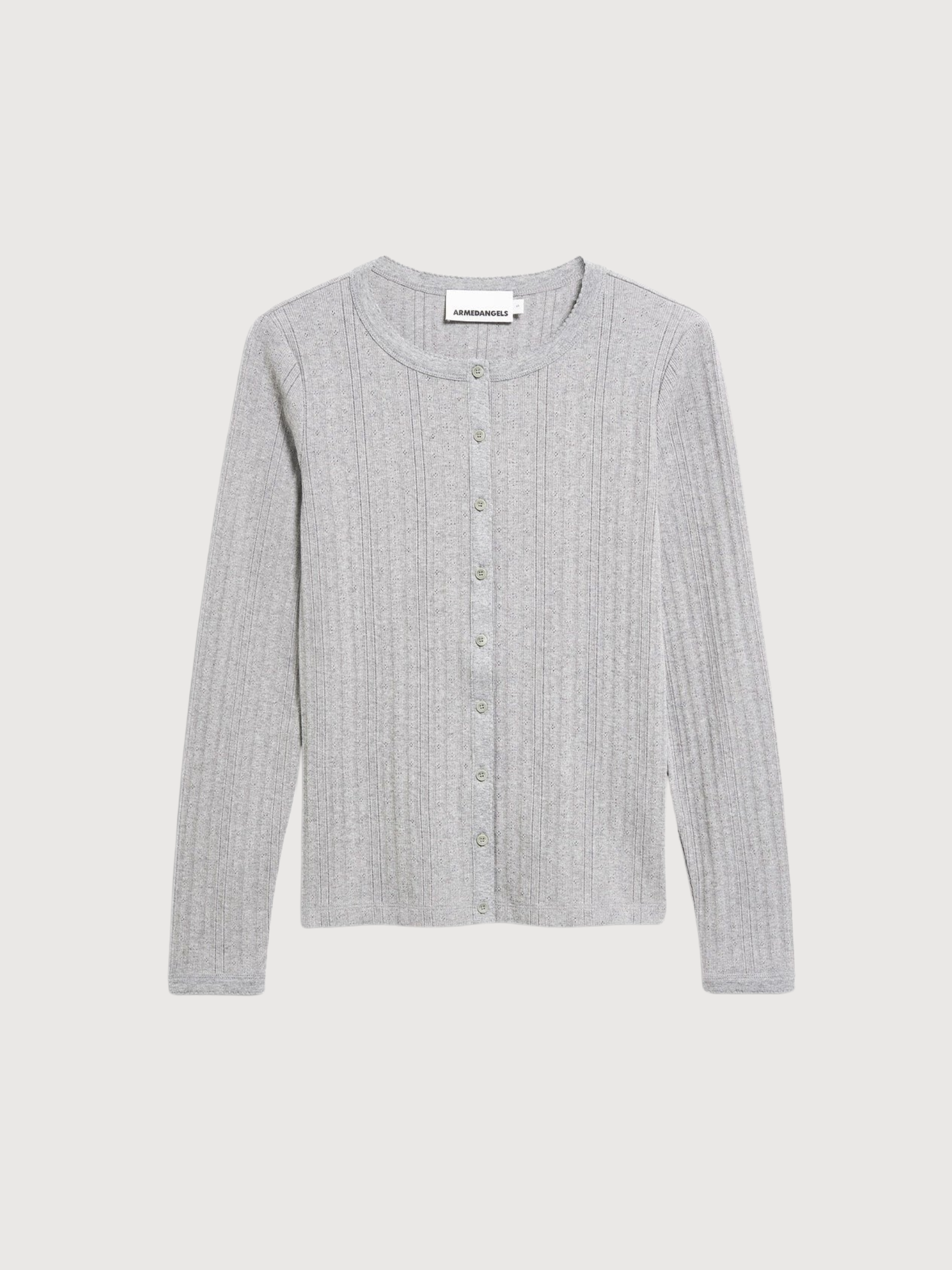Cardigan Pointelle Melange Argento | Armedangels