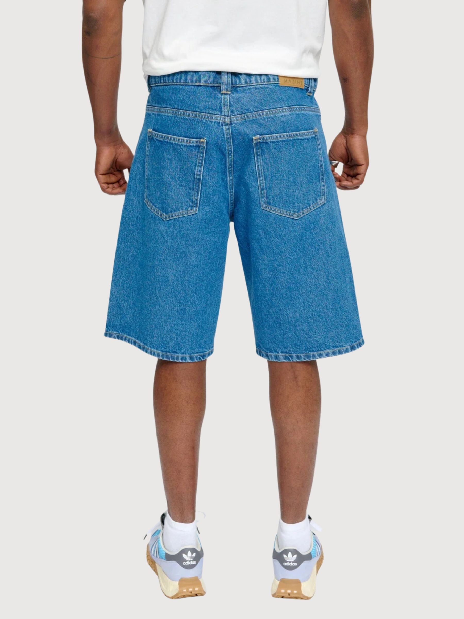 Shorts in denim da uomo lavaggio medio blu | MAZINE