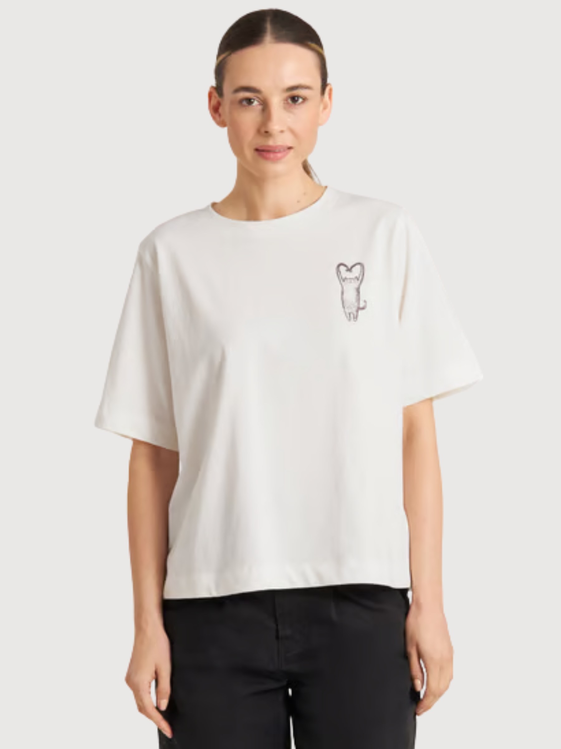 T-shirt Vadstena Heart Cat Off-White | Dedicated