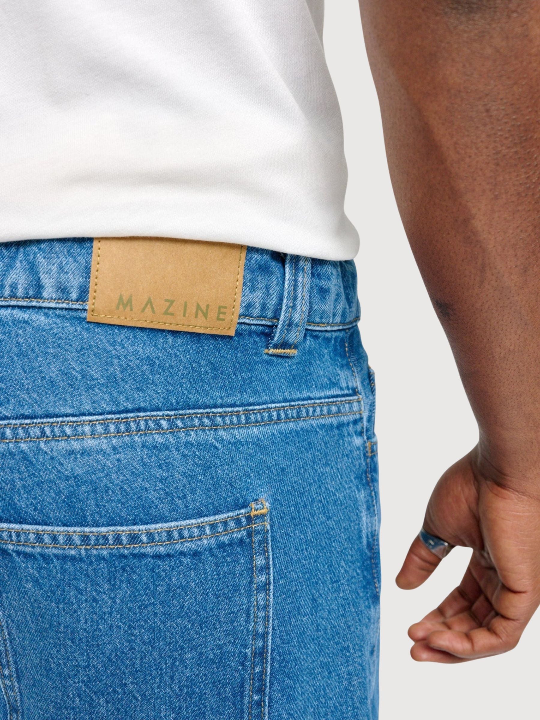 Shorts in denim da uomo lavaggio medio blu | MAZINE