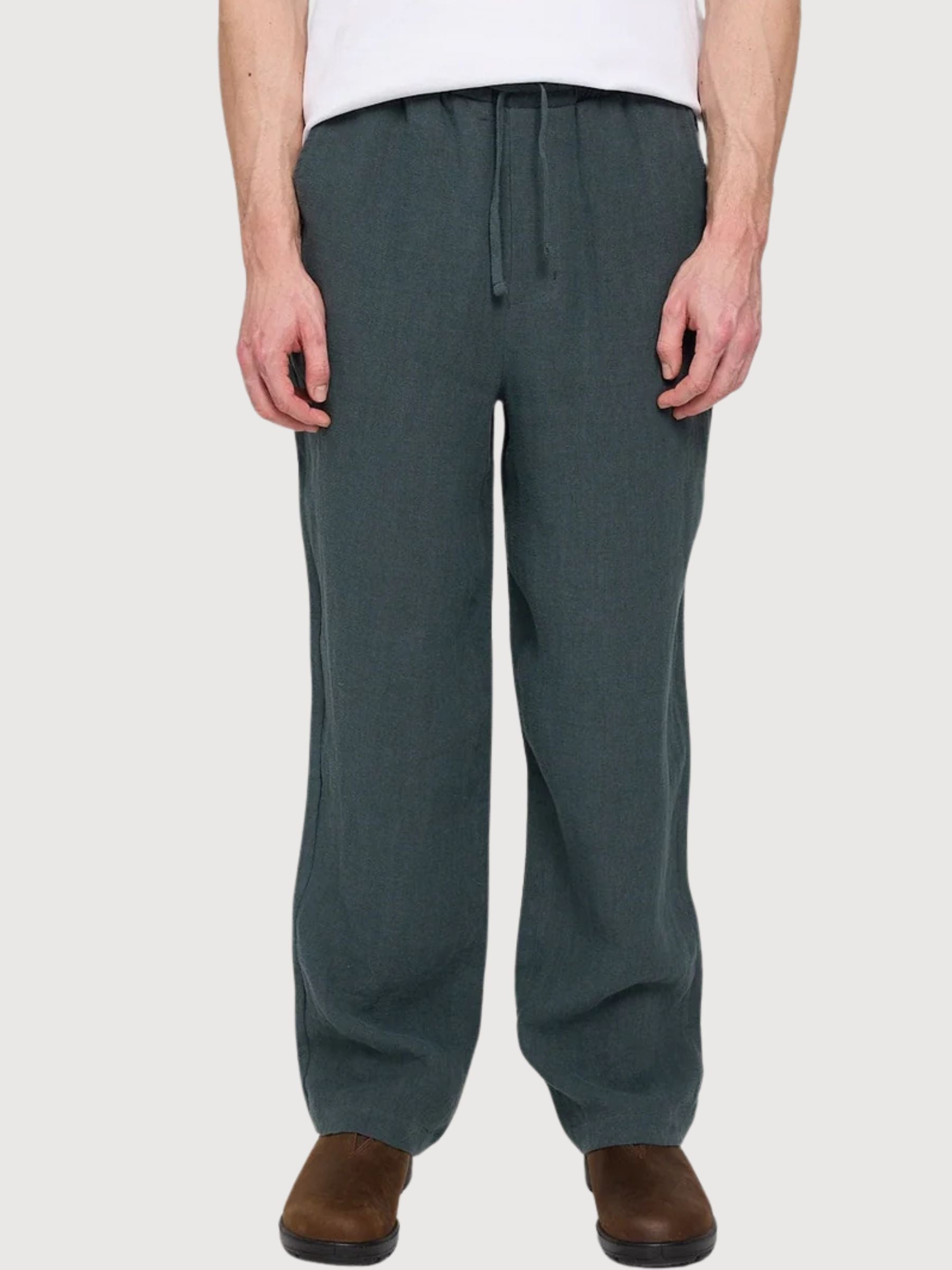 Hose Leinen Pull-On Herren Flaschengrün | Mazine