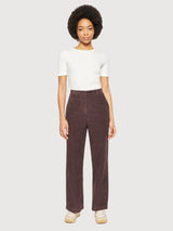 Cord-Hose Braun Wide-Leg Damen | Knowledge Cotton Apparel