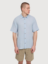 Shirt Shortsleeve Linen Man Pastel Blue | Mazine