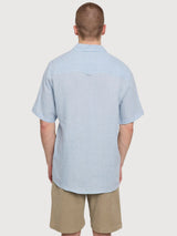 Shirt Shortsleeve Linen Man Pastel Blue | Mazine