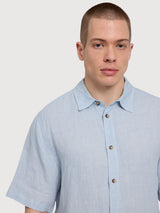 Shirt Shortsleeve Linen Man Pastel Blue | Mazine