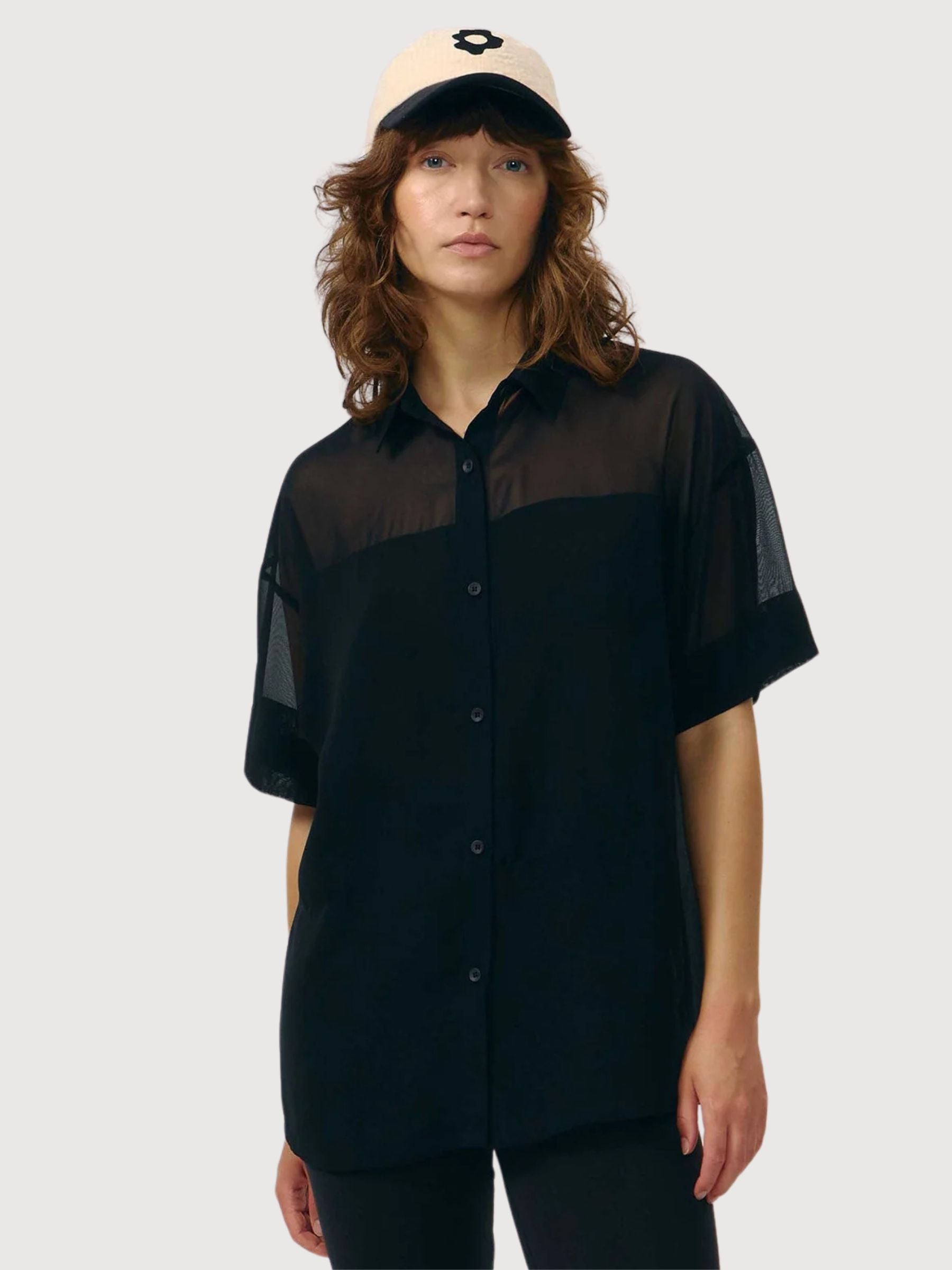 Hemd Minab Chiffon Schwarz Frau | Suite13lab