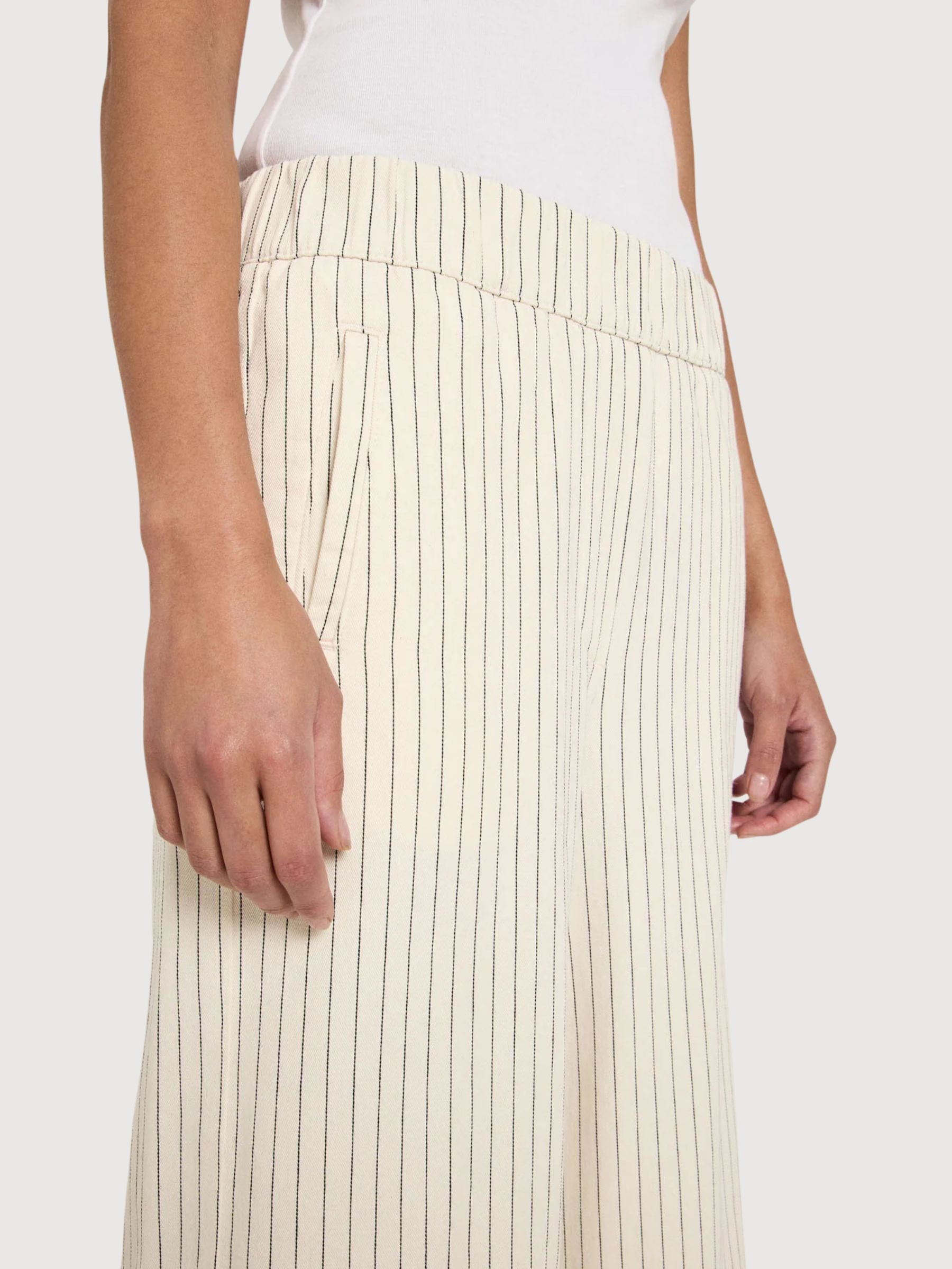 Trouser Striped White/Black Gots Cotton | Lanius