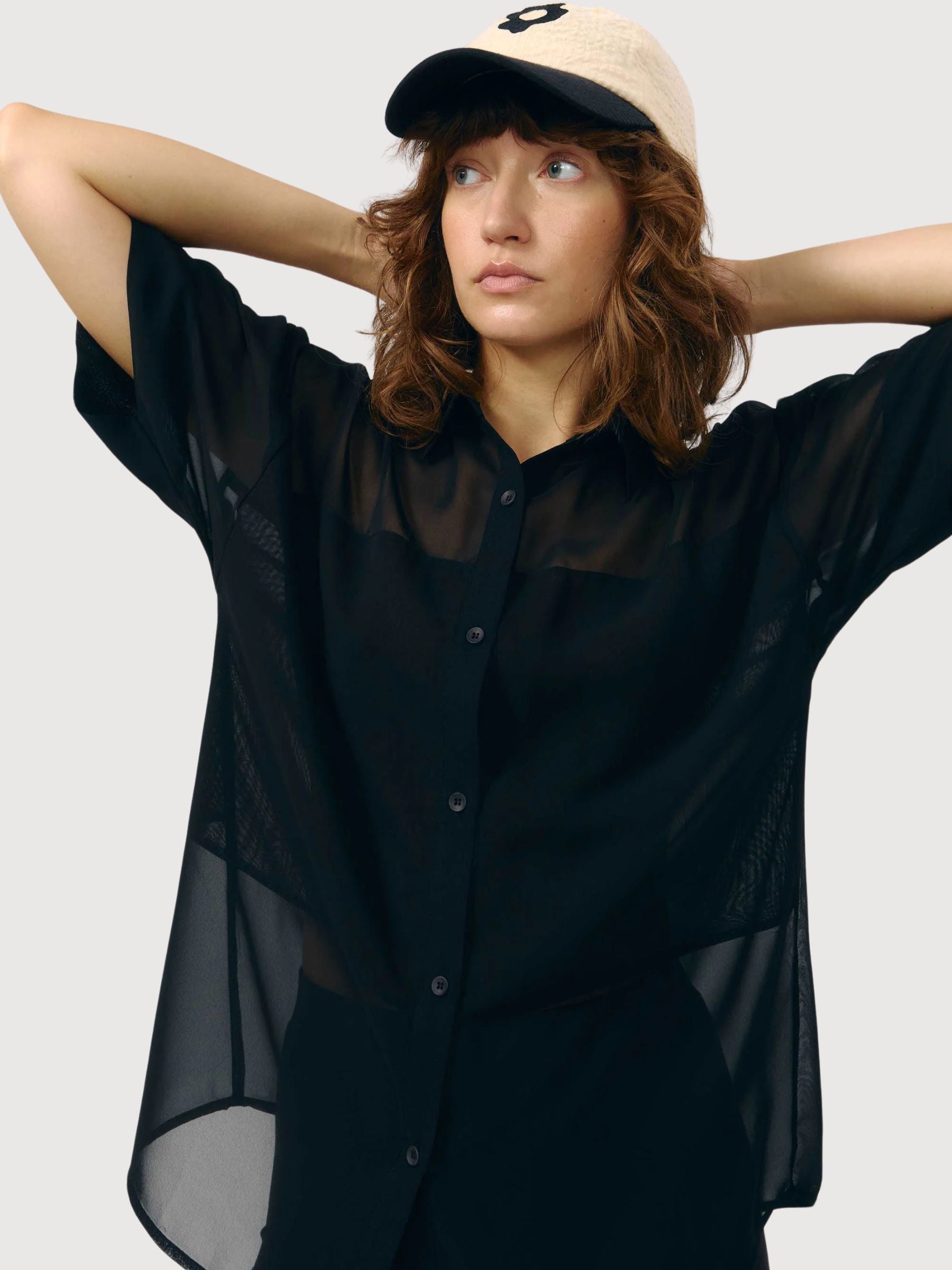 Hemd Minab Chiffon Schwarz Frau | Suite13lab