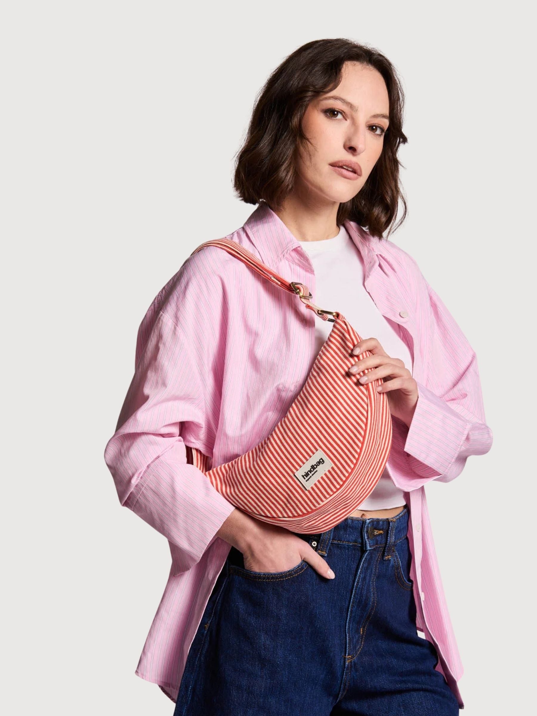 Tasche Andrea Rayures Rouge | Hindbag